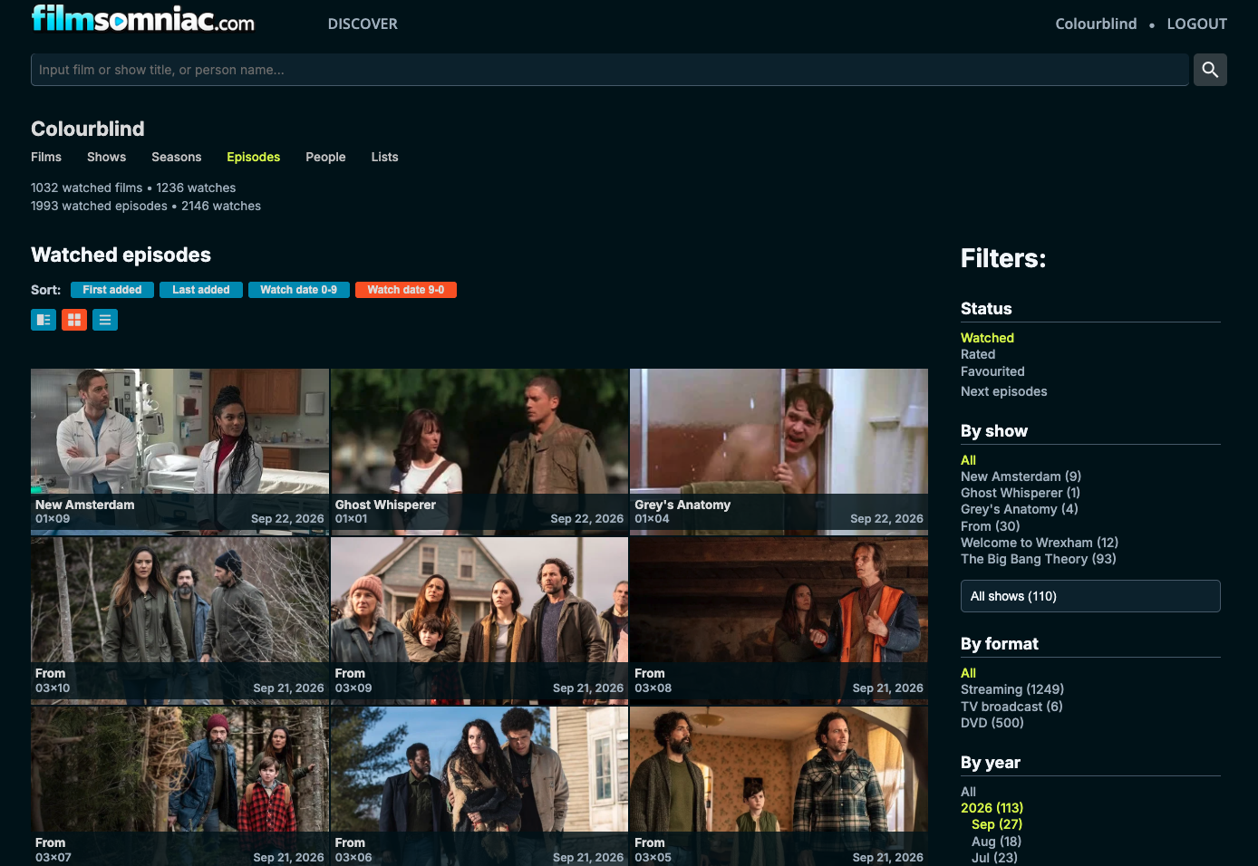 Latest watched episodes in Filmsomniac